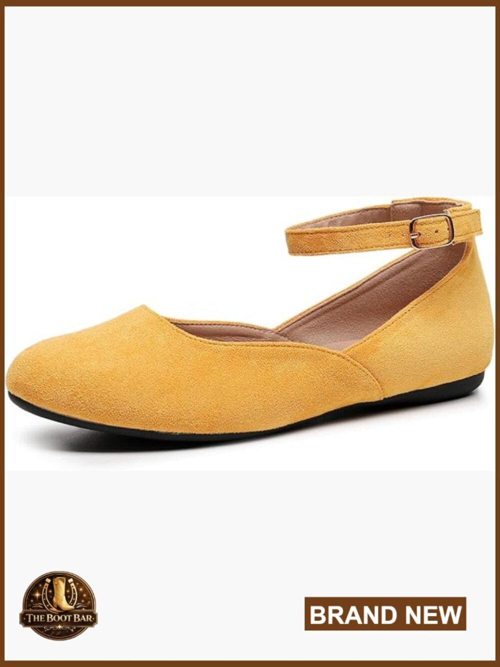 Flats Shoes for Women Adjustable Ankle Strap Suede Office Wedding Lightweight